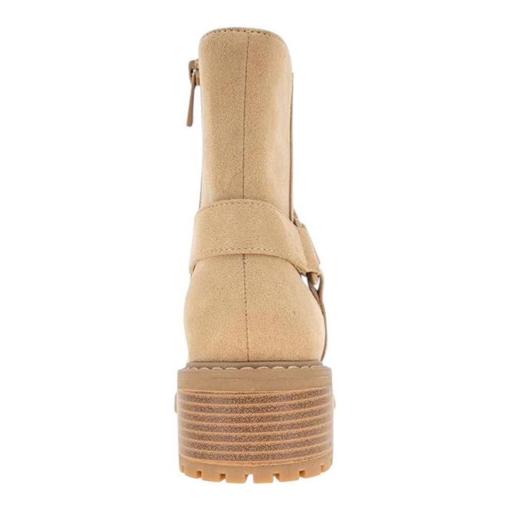 Splendid Sammy Moto Ankle Boots Tan Faux Suede Harness Booties Size 9M - Picture 5 of 7